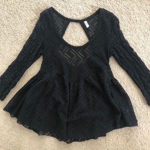 FREE PEOPLE peplum black lace top size small